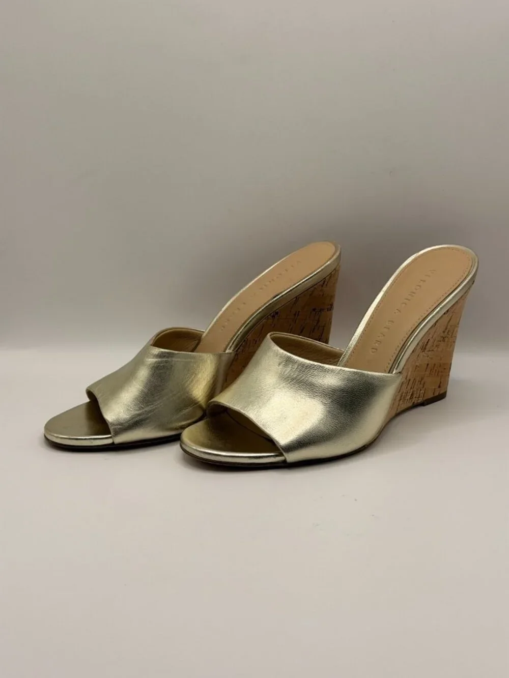 Veronica Beard Womens Dali Metallic Gold Cork Wedge Sandals Sz 6.5 M